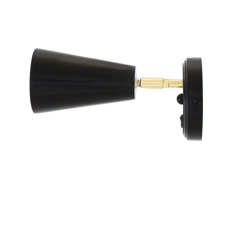 Cashel Brass Cone Wall Light with Switch-Mullan Lighting-Powder Coated Matt Black-nirohome