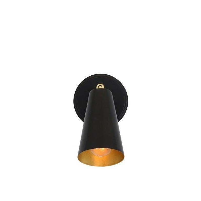 Cashel Brass Cone Wall Light with Switch-Mullan Lighting-Powder Coated Matt Black-nirohome