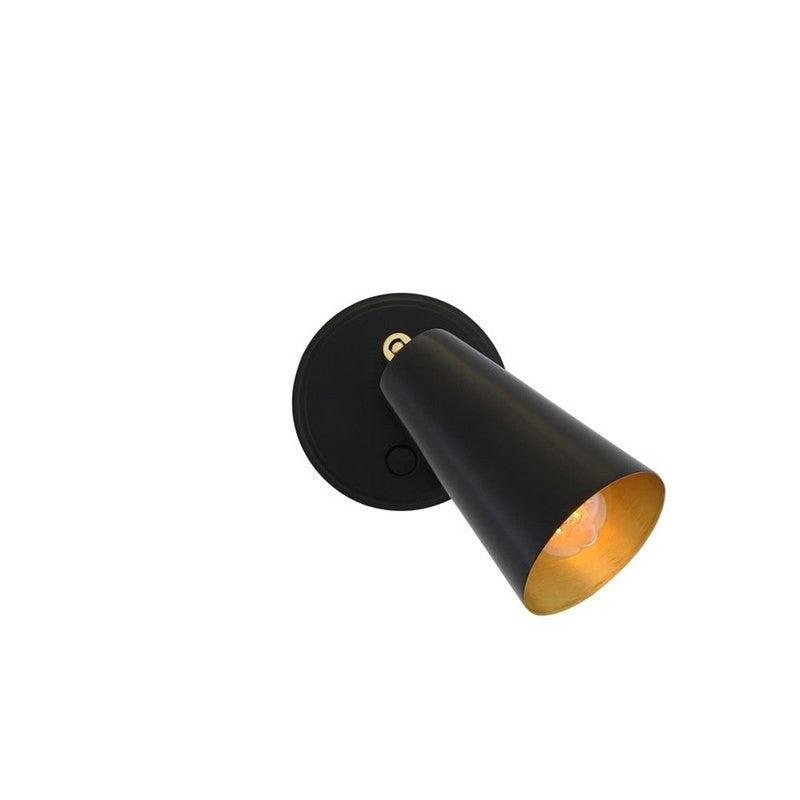 Cashel Brass Cone Wall Light with Switch-Mullan Lighting-Powder Coated Matt Black-nirohome