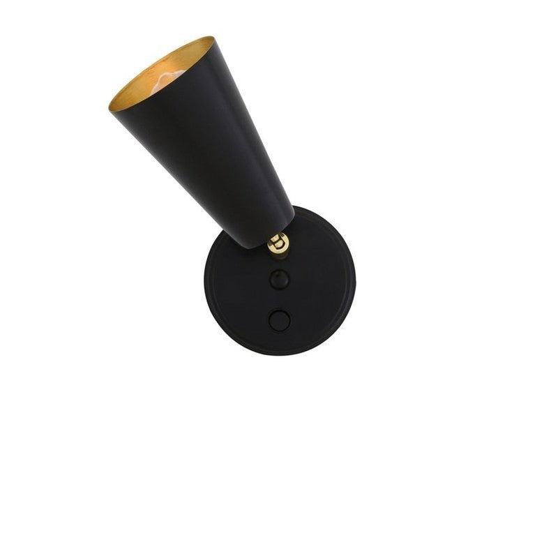 Cashel Brass Cone Wall Light with Switch-Mullan Lighting-Powder Coated Matt Black-nirohome