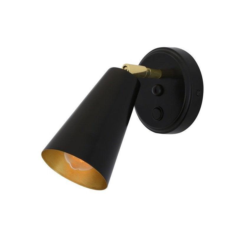 Cashel Brass Cone Wall Light with Switch-Mullan Lighting-Powder Coated Matt Black-nirohome