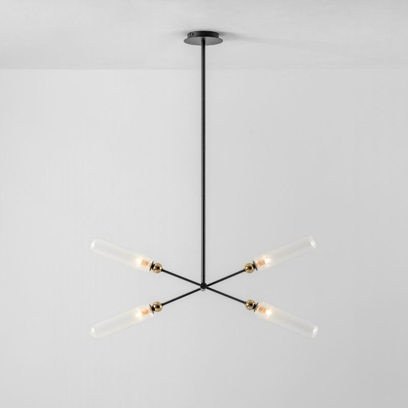 Charcoal Grey Ribbed Glass Chandelier-Houseof.-nirohome