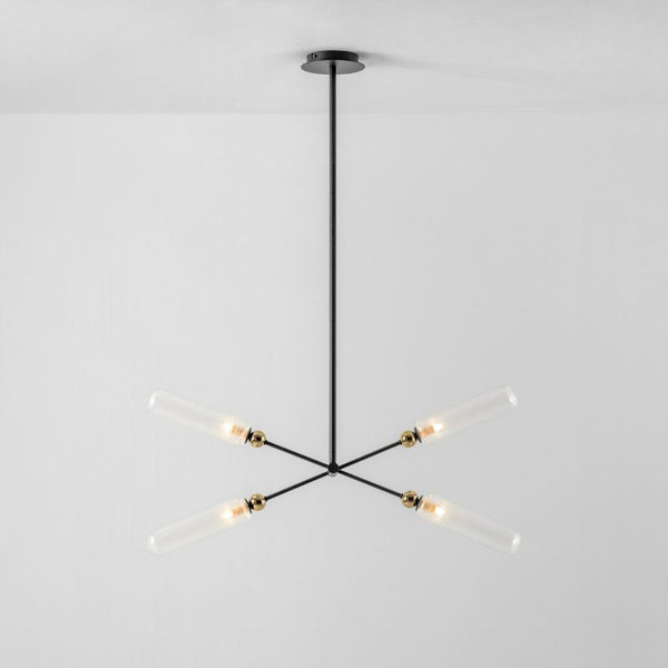 Charcoal Grey Ribbed Glass Chandelier