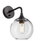 Chelsea Glass Globe Wall Light - 7 Inch-Industville-Clear-Black-nirohome