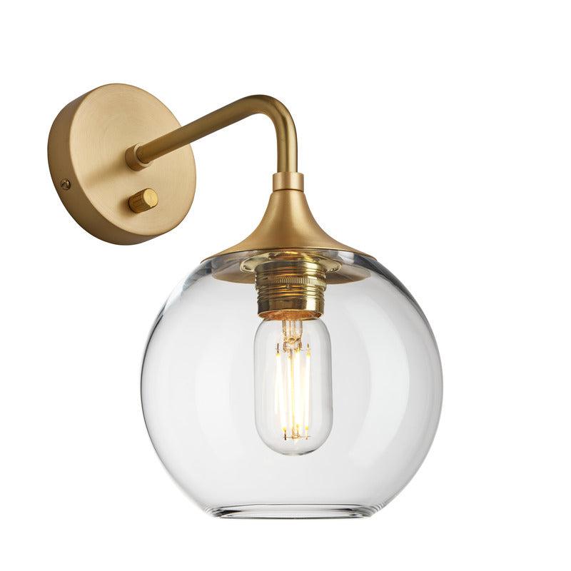 Chelsea Glass Globe Wall Light - 7 Inch-Industville-Clear-Brass-nirohome