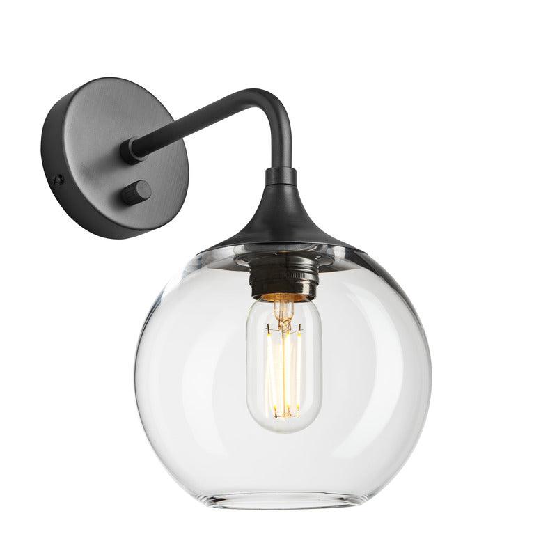 Chelsea Glass Globe Wall Light - 7 Inch-Industville-Clear-Pewter-nirohome