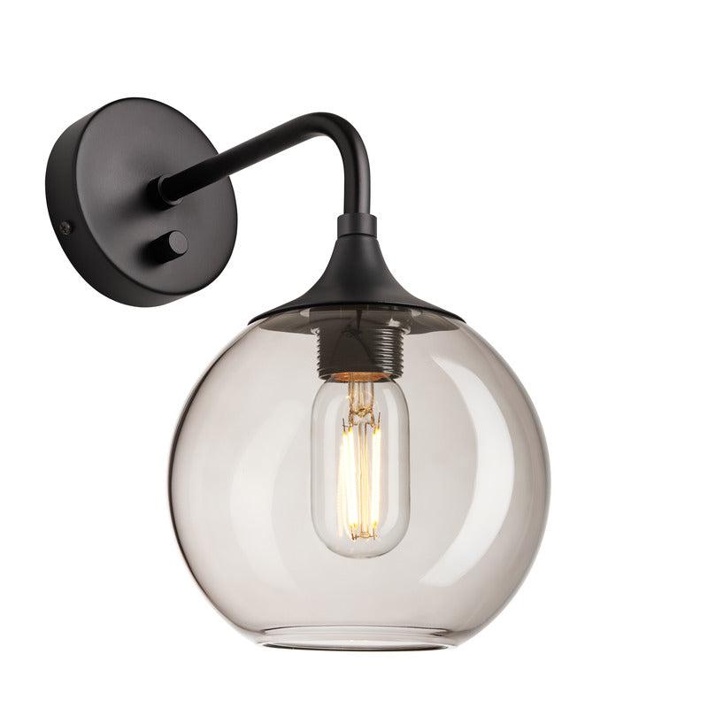 Chelsea Glass Globe Wall Light - 7 Inch-Industville-Mocha-Black-nirohome