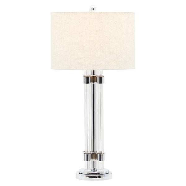 Clara Ribbed Glass Column Table Lamp With Fabric Shade