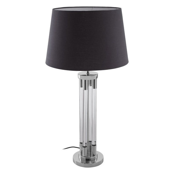 Clayton Acrylic Tube Table Lamp With Nickel Base & Fabric Shade