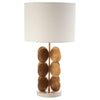 Cline Gold Disk Table Lamp With Linen Drum Shade-Niro Home-nirohome