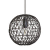 Coastal Rattan Globe Shaped Ceiling Pendant Light-Industville-Black-nirohome