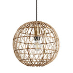 Coastal Rattan Globe Shaped Ceiling Pendant Light-Industville-Natural-nirohome