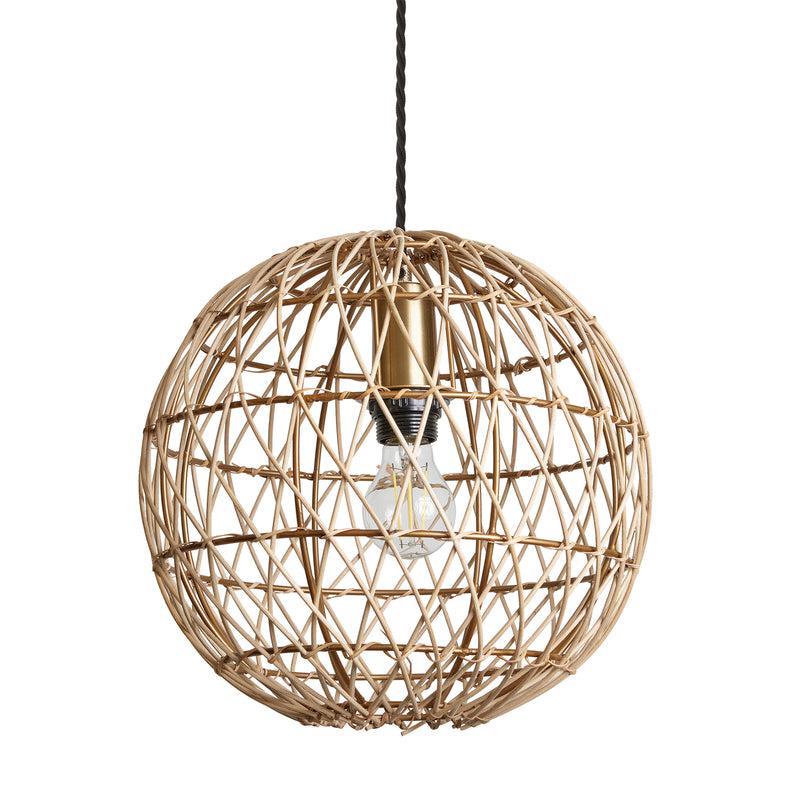 Coastal Rattan Globe Shaped Ceiling Pendant Light-Industville-Natural-nirohome