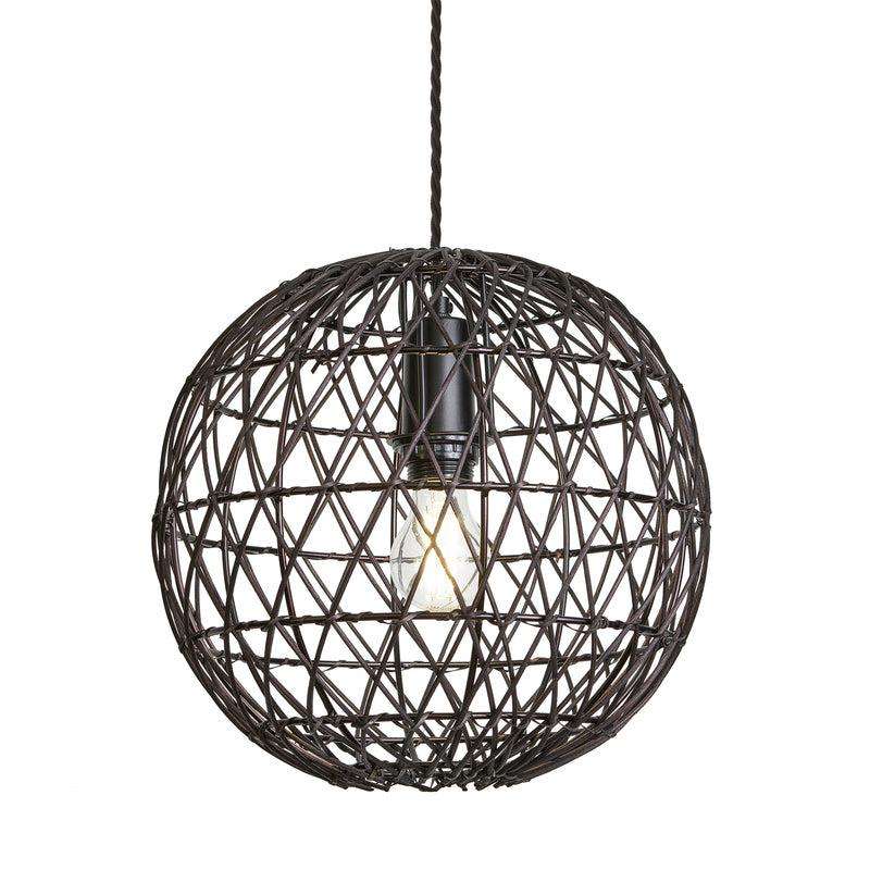 Coastal Rattan Globe Shaped Ceiling Pendant Light-Industville-Natural-nirohome