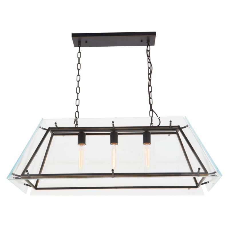 Compton Industrial Glass Chandelier-Wrenford & Co.-Nickel-nirohome