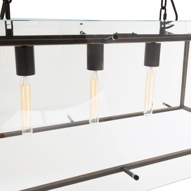 Compton Industrial Glass Chandelier-Wrenford & Co.-Nickel-nirohome