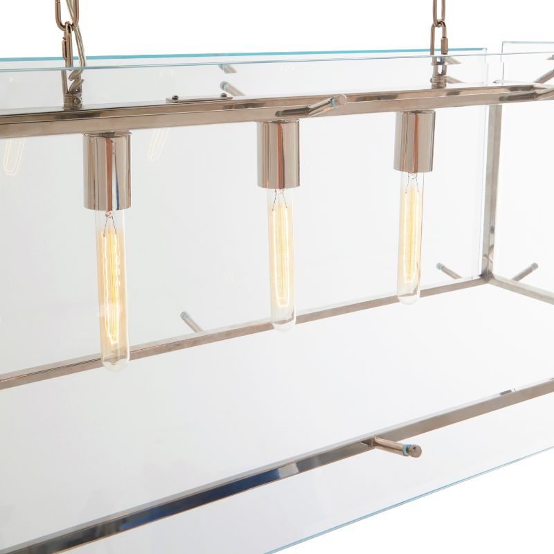 Compton Industrial Glass Chandelier-Wrenford & Co.-Nickel-nirohome