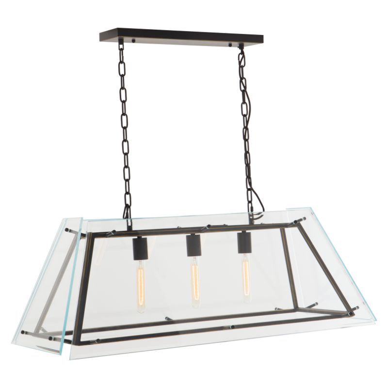 Compton Industrial Glass Chandelier-Wrenford & Co.-Nickel-nirohome