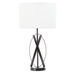 Conway Cross Intertwining Iron Table Lamp With Linen Shade-Niro Home-Black-nirohome