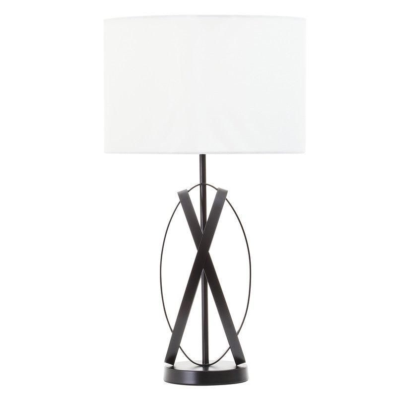 Conway Cross Intertwining Iron Table Lamp With Linen Shade-Niro Home-Black-nirohome