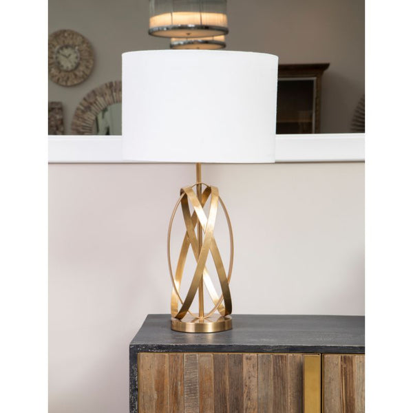 Conway Cross Intertwining Iron Table Lamp With Linen Shade