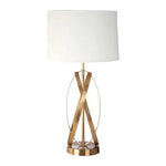 Conway Cross Intertwining Iron Table Lamp With Linen Shade-Niro Home-Gold-nirohome