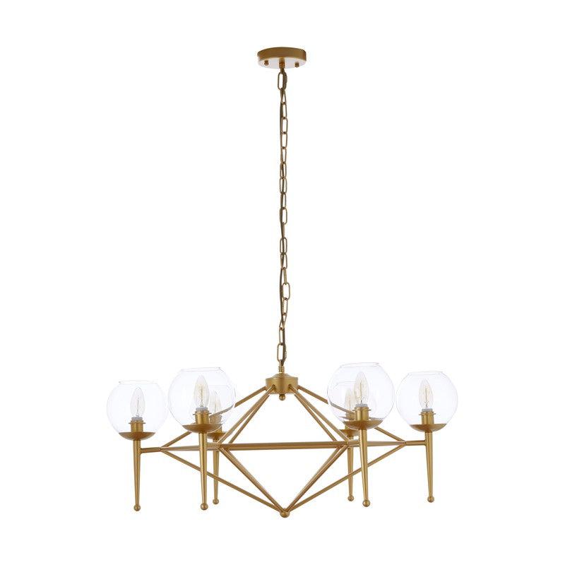 Cooley Gold Glass Shade Chandelier-Wrenford & Co.-6 Bulbs-nirohome