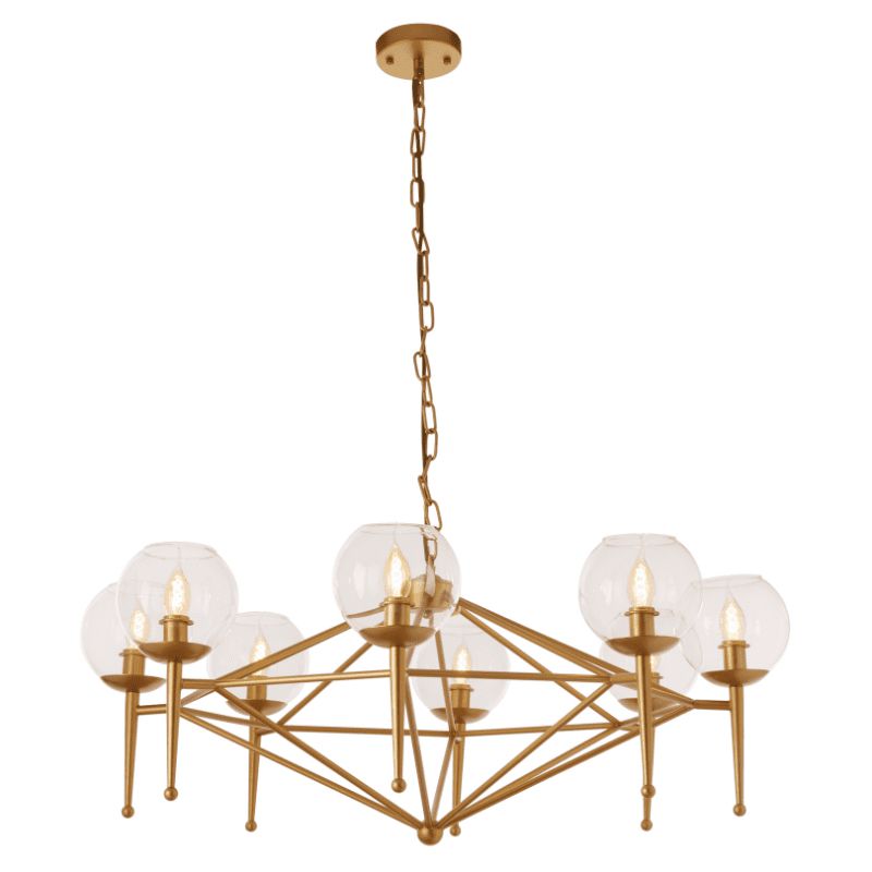 Cooley Gold Glass Shade Chandelier-Wrenford & Co.-8 Bulbs-nirohome