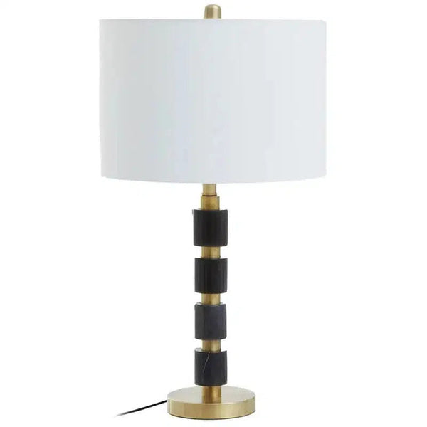 Cordova Marble Column Table Lamp With Gold Stem & Fabric Shade