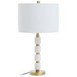 Cordova Marble Column Table Lamp With Gold Stem & Fabric Shade-Niro Home-White Marble-nirohome