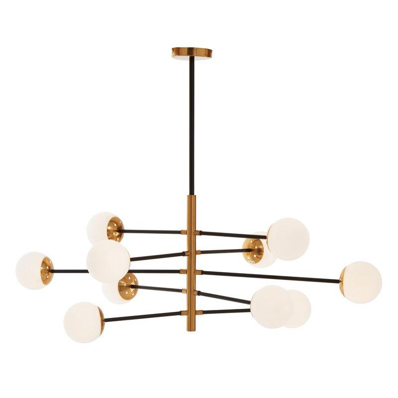 Cowan 10 Bulb Black & Gold Rod Chandelier-Wrenford & Co.-nirohome