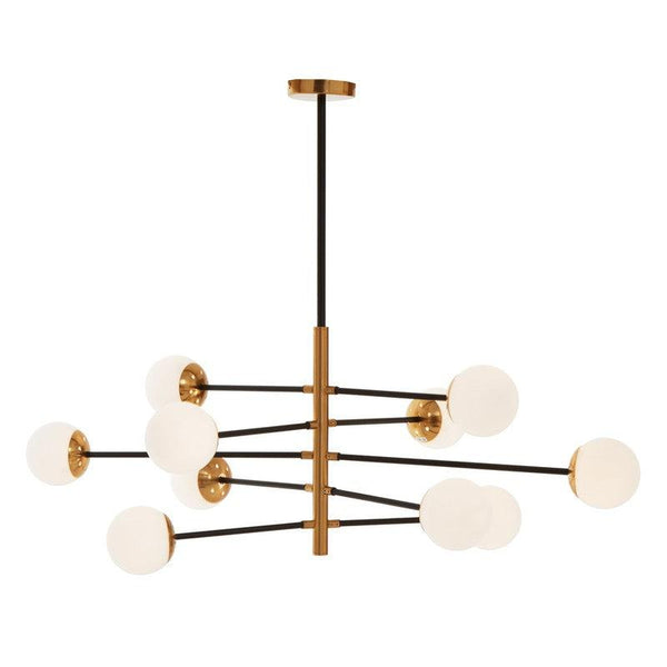 Cowan 10 Bulb Black & Gold Rod Chandelier
