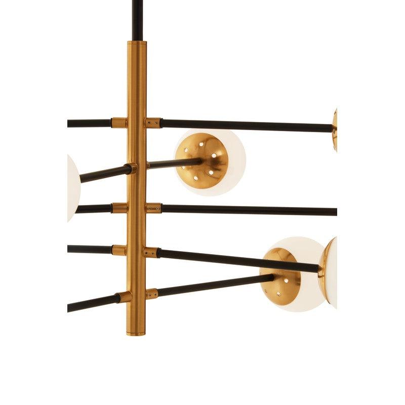 Cowan 10 Bulb Black & Gold Rod Chandelier-Wrenford & Co.-nirohome