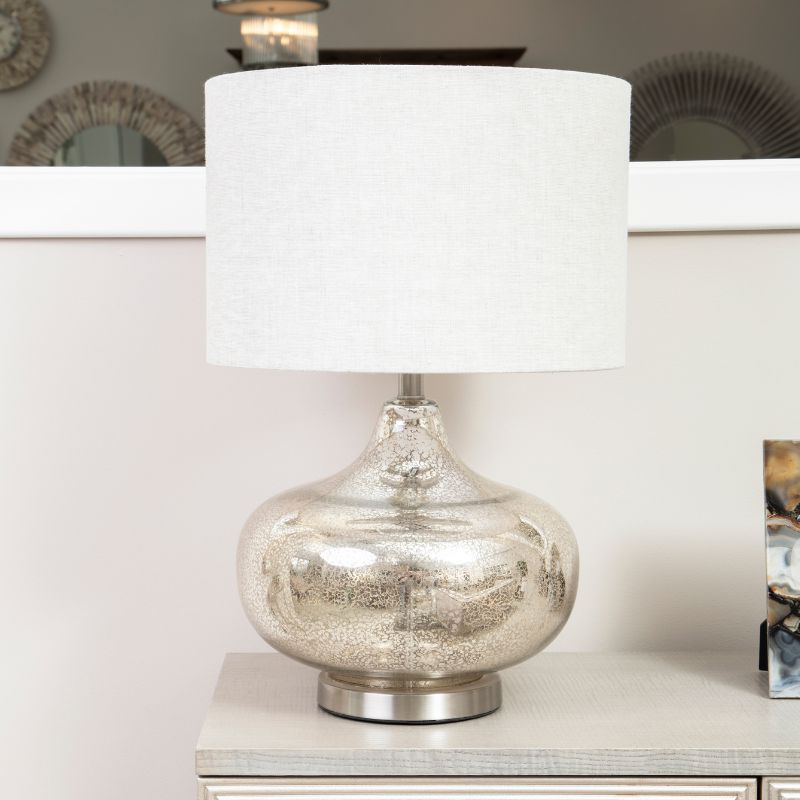 Dawn Glass Gourd Table Lamp With Grey Fabric Shade-Niro Home-nirohome