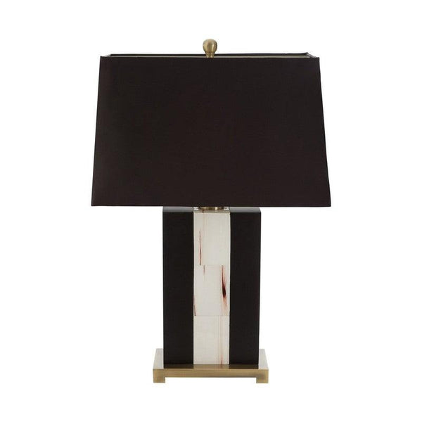 Dorothy Marble and Black Two Tone Table Lamp With Fabric Shade