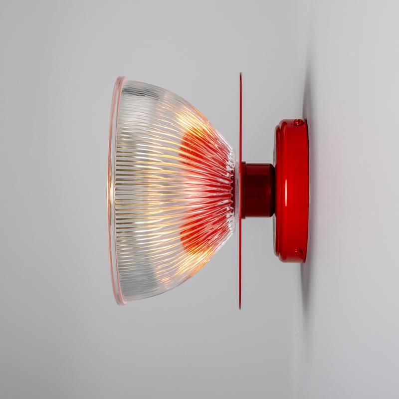 Eclipse Coloured Brass & Prismatic Glass Dish Wall Light-Mullan Lighting-Antique Pink-nirohome