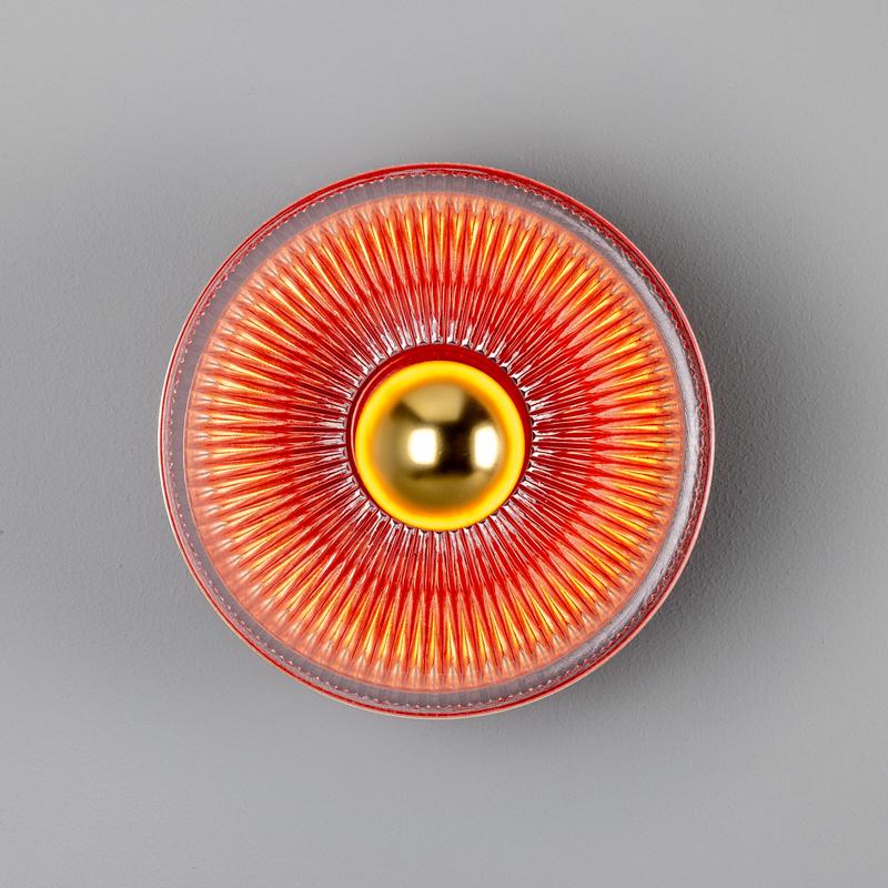 Eclipse Coloured Brass & Prismatic Glass Dish Wall Light-Mullan Lighting-Antique Pink-nirohome