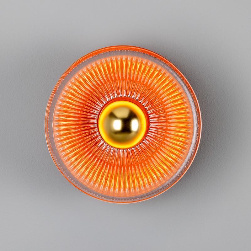 Eclipse Coloured Brass & Prismatic Glass Dish Wall Light-Mullan Lighting-Antique Pink-nirohome