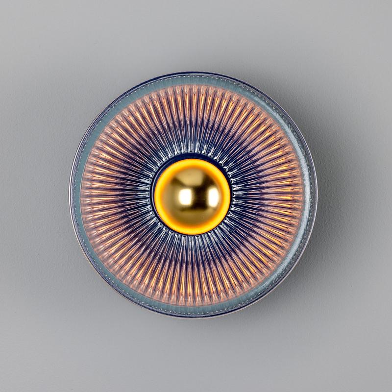 Eclipse Coloured Brass & Prismatic Glass Dish Wall Light-Mullan Lighting-Antique Pink-nirohome