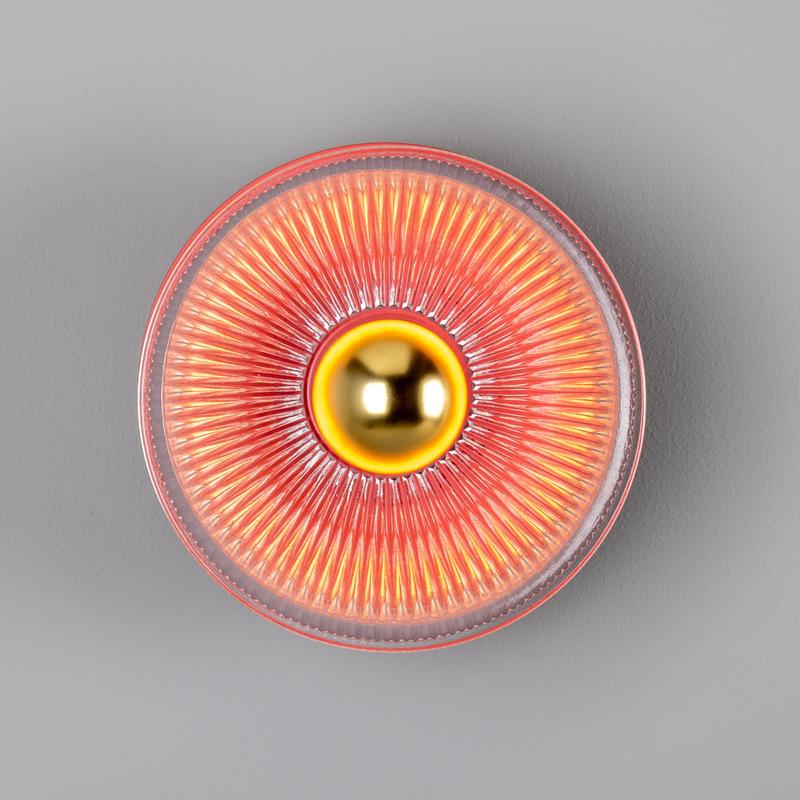 Eclipse Coloured Brass & Prismatic Glass Dish Wall Light-Mullan Lighting-Antique Pink-nirohome