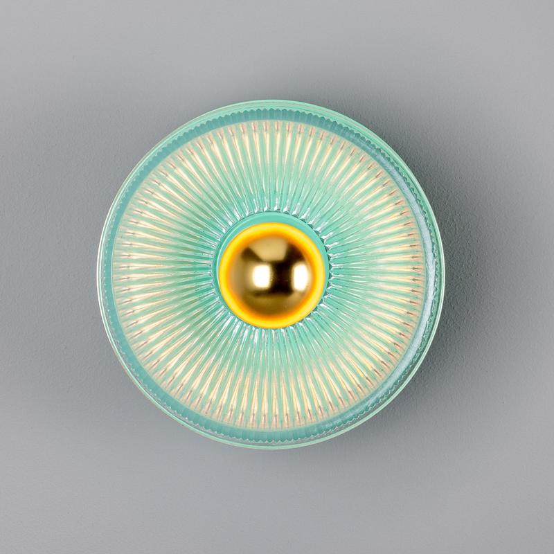 Eclipse Coloured Brass & Prismatic Glass Dish Wall Light-Mullan Lighting-Antique Pink-nirohome