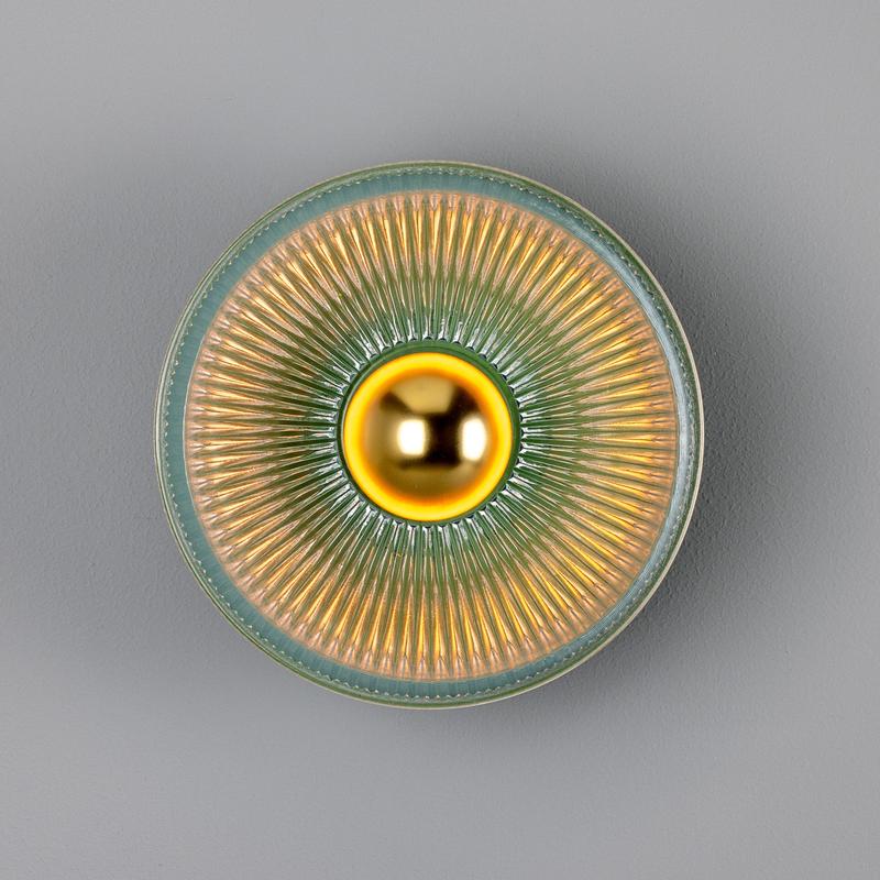 Eclipse Coloured Brass & Prismatic Glass Dish Wall Light-Mullan Lighting-Antique Pink-nirohome