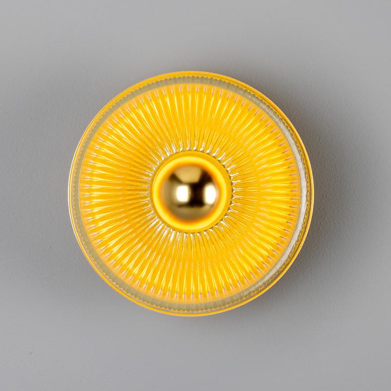 Eclipse Coloured Brass & Prismatic Glass Dish Wall Light-Mullan Lighting-Antique Pink-nirohome