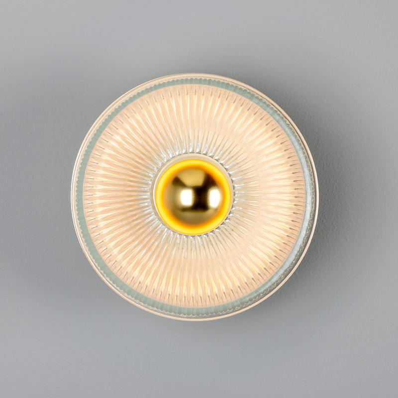 Eclipse Coloured Brass & Prismatic Glass Dish Wall Light-Mullan Lighting-Antique Pink-nirohome
