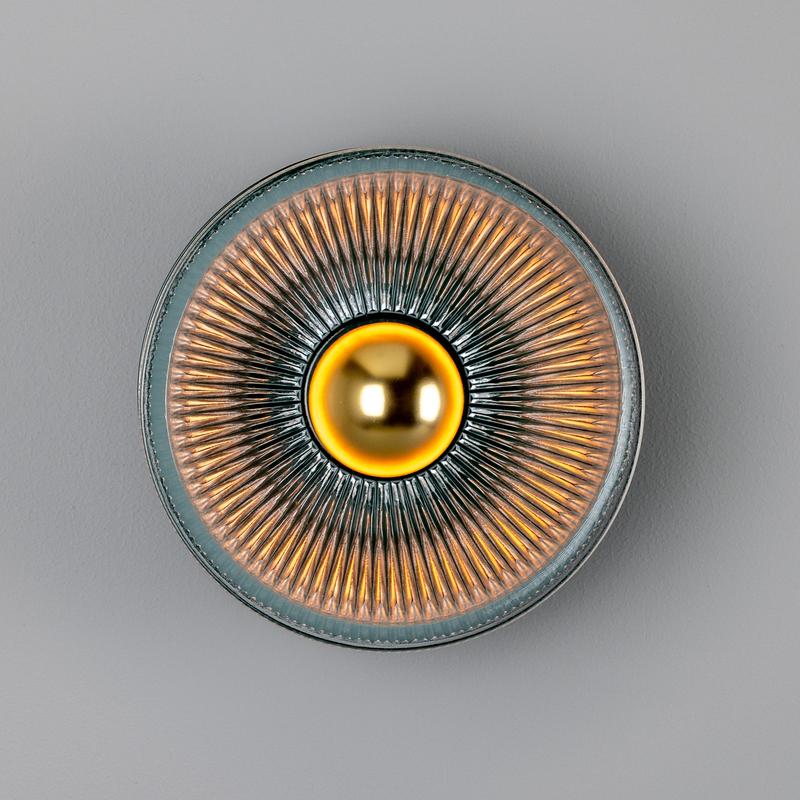 Eclipse Coloured Brass & Prismatic Glass Dish Wall Light-Mullan Lighting-Antique Pink-nirohome