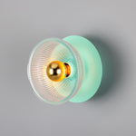Eclipse Coloured Brass & Prismatic Glass Dish Wall Light-Mullan Lighting-Mint Turquoise-nirohome