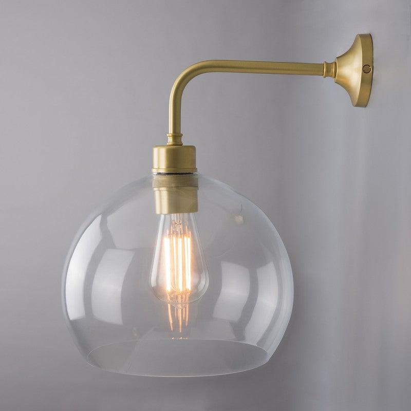 Eden Clear Open Glass Globe Wall Light 25cm-Mullan Lighting-Antique Brass-nirohome