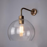 Eden Clear Open Glass Globe Wall Light 25cm-Mullan Lighting-Antique Brass-nirohome