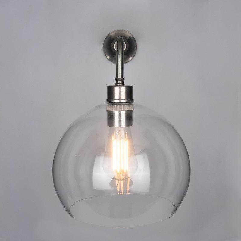 Eden Clear Open Glass Globe Wall Light 25cm-Mullan Lighting-Antique Brass-nirohome