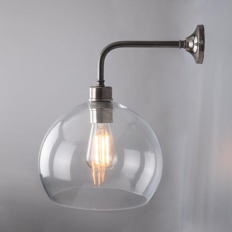 Eden Clear Open Glass Globe Wall Light 25cm-Mullan Lighting-Antique Brass-nirohome